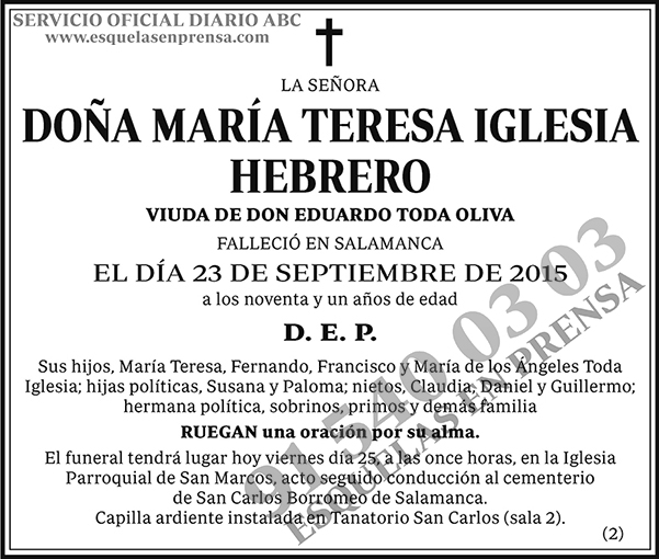 María Teresa Iglesia Hebrero